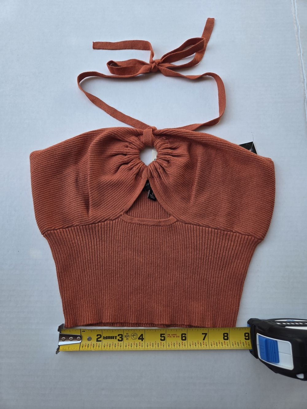 NWT Almost Famous Rust Ribbed Halter Crop Top Size M Y2K